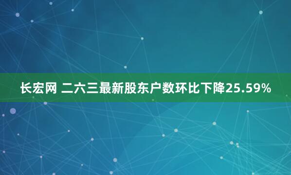长宏网 二六三最新股东户数环比下降25.59%